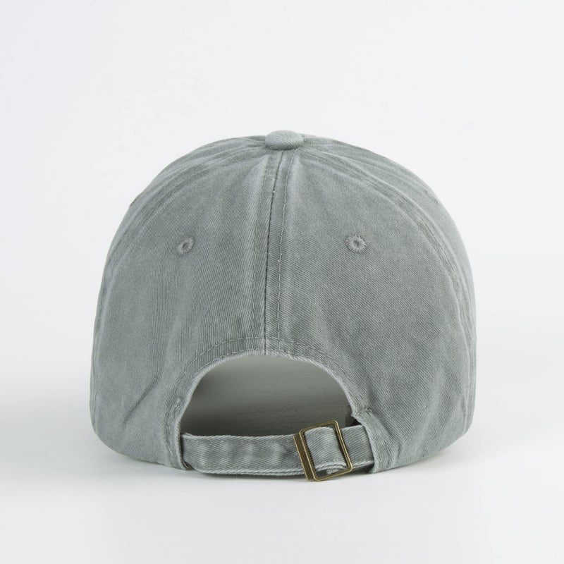 LANGZHEN Unisex Plain Washed Cotton and Denim Baseball Cap Adjustable Dad Hat(Light Grey) - Image 3